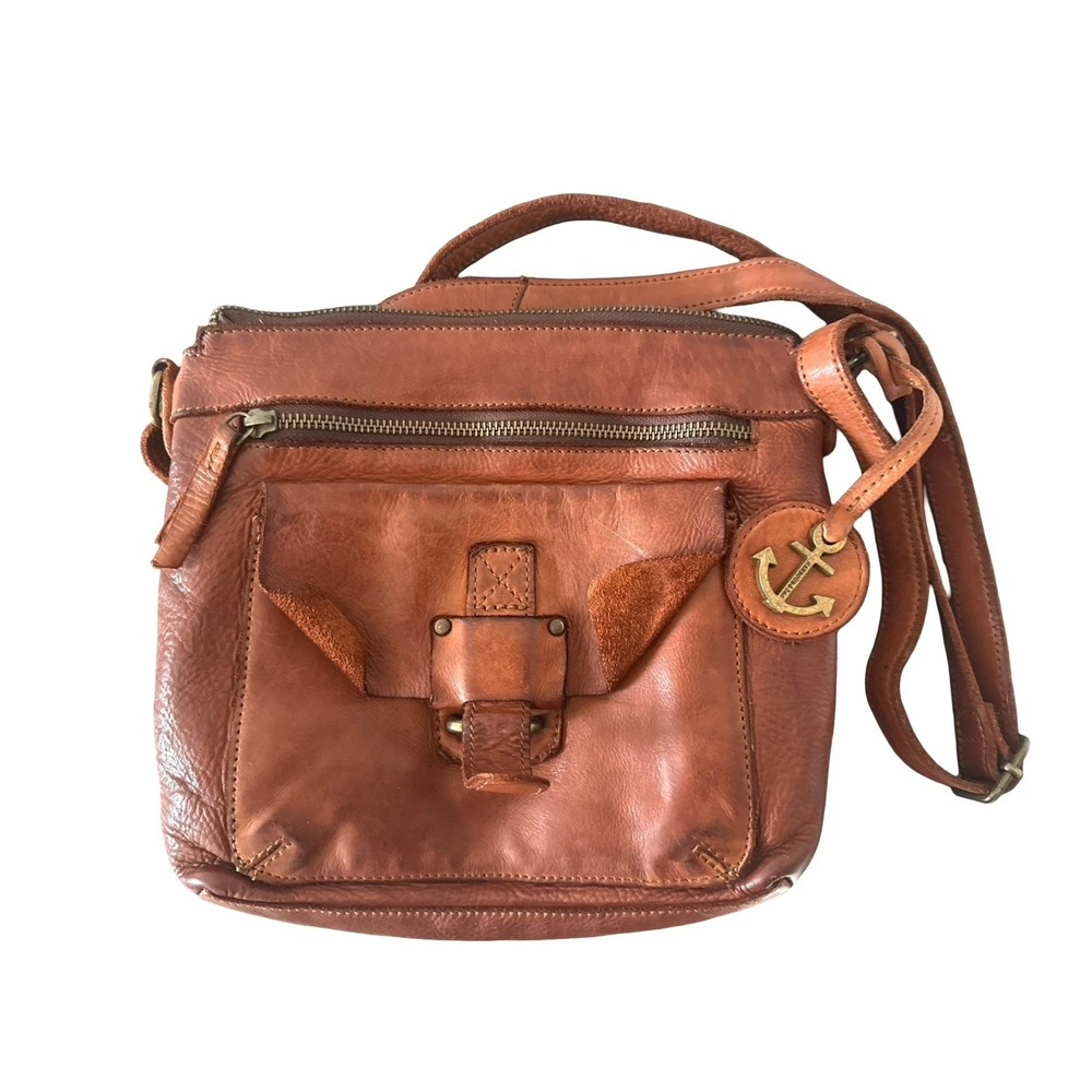 Harbour 2nd Brown Genuine Leather Distressed Hazel Crossbody Messenger Bag Purse